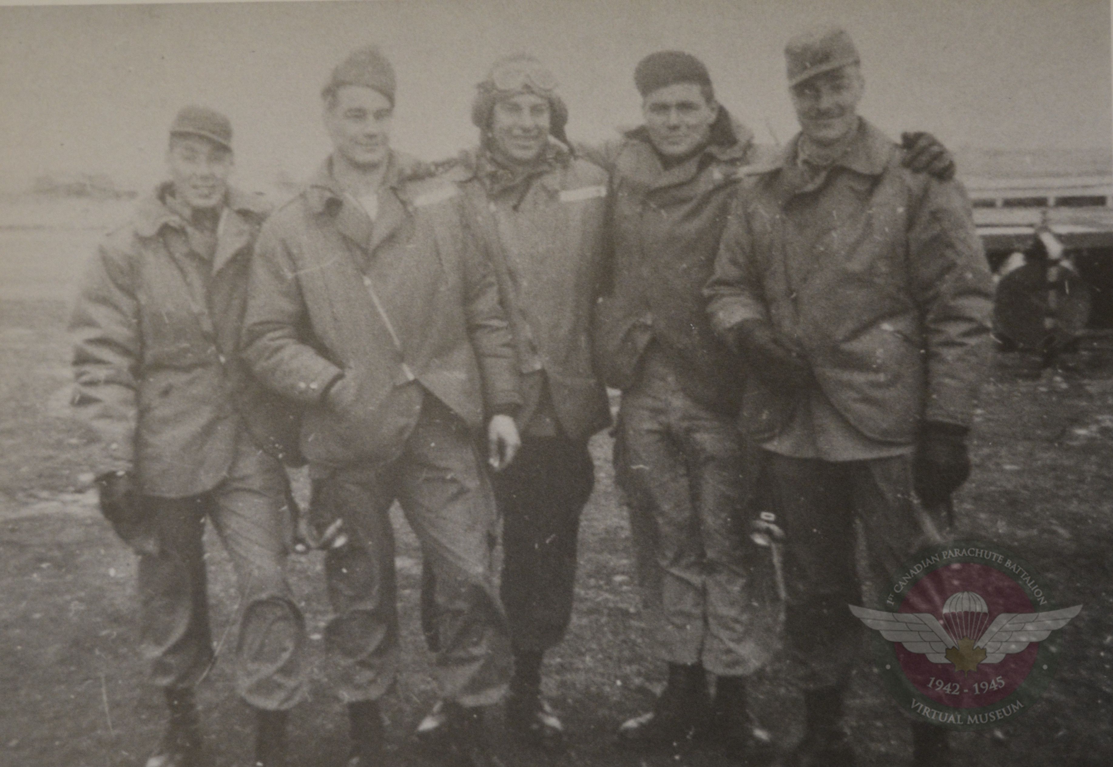 Sgt Stewart Sgt Twaddle Capt Lancaster Sgt Lloyd Sgt Harris  Shilo 1945 