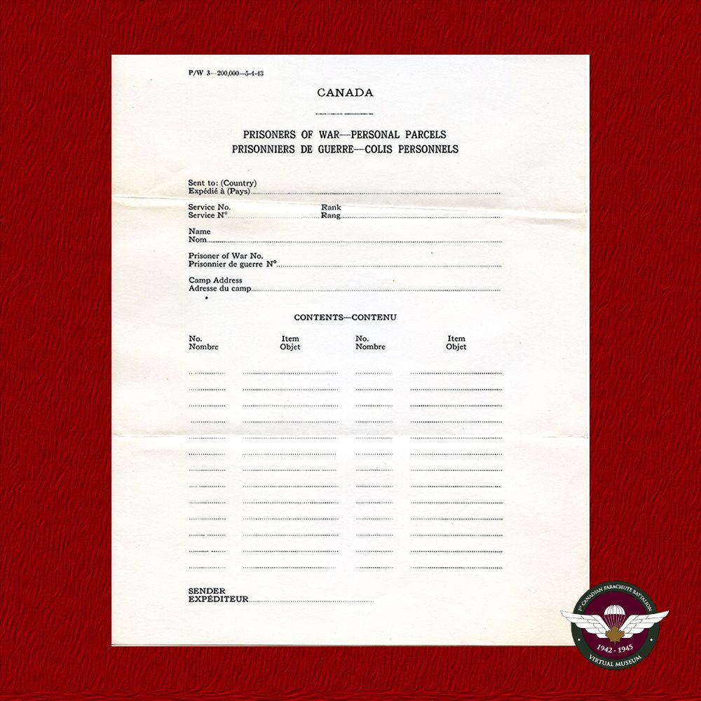 Blank Parcel Form